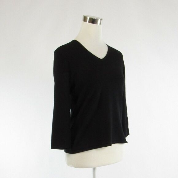 Black SPENSE 3/4 sleeve V-neck sweater size S - Picture 3 of 8